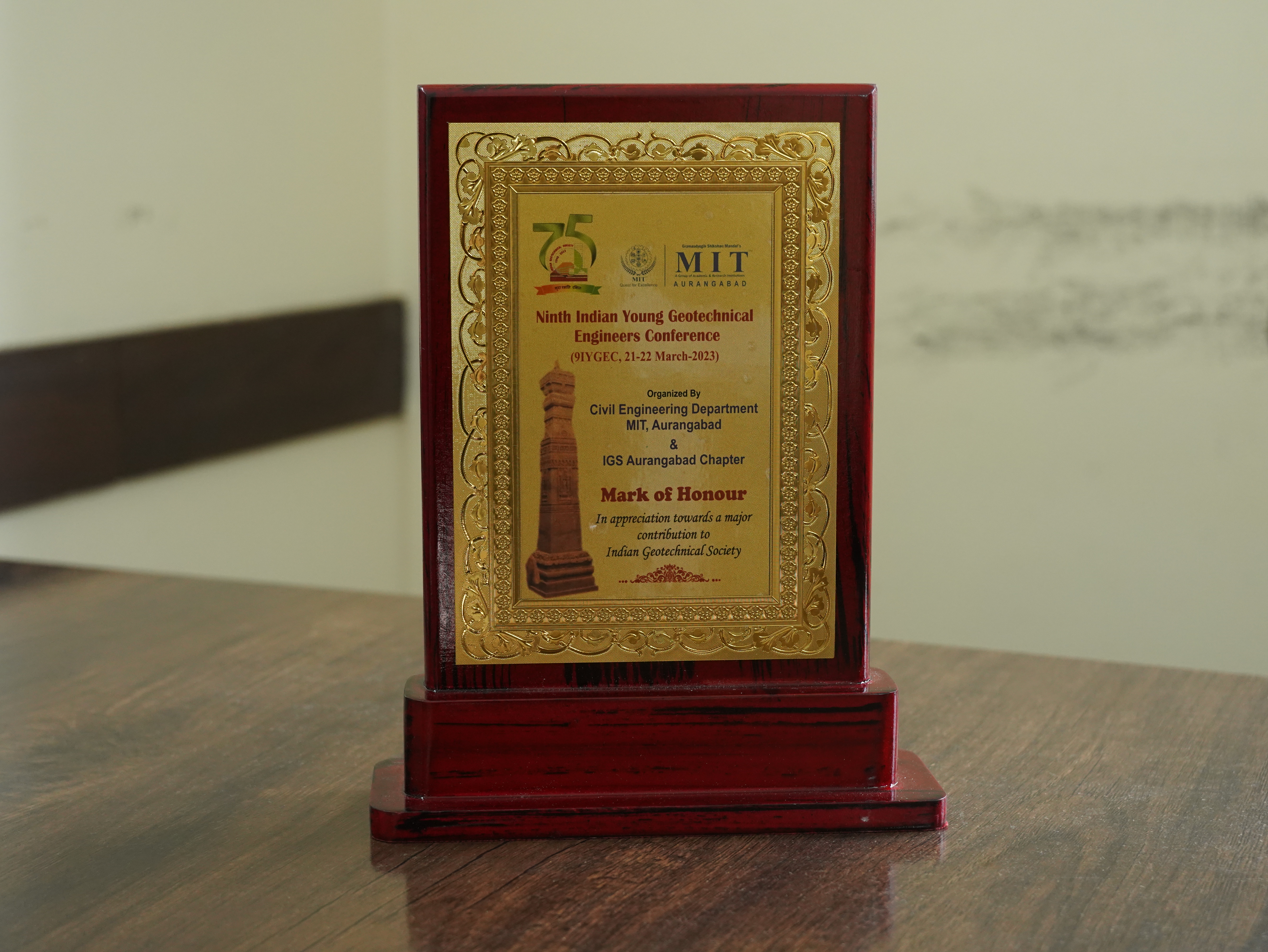 Award trophy presented to the founder